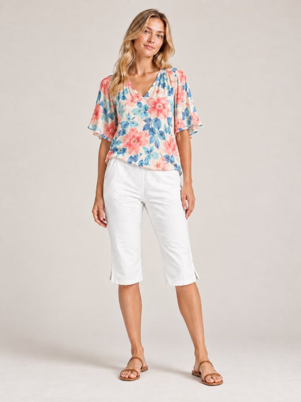 NWT White House Black Market Pull on Straight Capri White 14